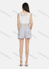 Wholesale Women's Bateau Neck Sleeveless Guipure Lace Slim Waist Plain Blouse - Liuhuamall