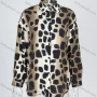 Wholesale Women's Fashion Leopard Print Collared Long Sleeve Button Down Curved Hem Shirt 2006# preview