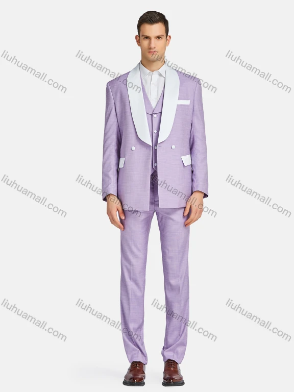 Wholesale Men's Formal Business Lapel Two Buttons Blazer Jacket & Single Breasted Waistcoat & Pants 3 Piece Suit Set