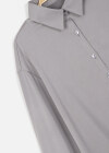 Wholesale Women's Casual Collared Button Down Plain Satin Chiffon Curved Hem Shirt 630# - Liuhuamall