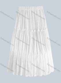 Wholesale Women's Casual Elastic Waist Eyelet Embroidered Plain Skirt, LIUHUA CLOTHING WHOLESALE