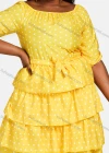 Wholesale Women's Crew Neck Half Sleeve Polka Dots Print Lace Up Tiered Dress 2859# - Liuhuamall