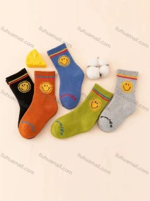 Wholesale Kid's Comfy Cartoon Print Crew Medium Cotton Socks (10 pairs of socks in one package), LIUHUA CLOTHING WHOLESALE