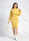 Wholesale Women's Casual Knit Rib-Knit Plain Crop Sweater 2 Piece Set - Liuhuamall
