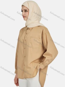 Wholesale Women's Casual Plain Long Sleeve Patch Pocket Shirt 1304#, LIUHUA CLOTHING WHOLESALE