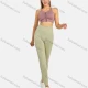 Wholesale Women's Athletic Plain Breathable Stretchy Zip Sporty Bra 2-piece Set Purple&Green Clothing Wholesale Market Liuhua
