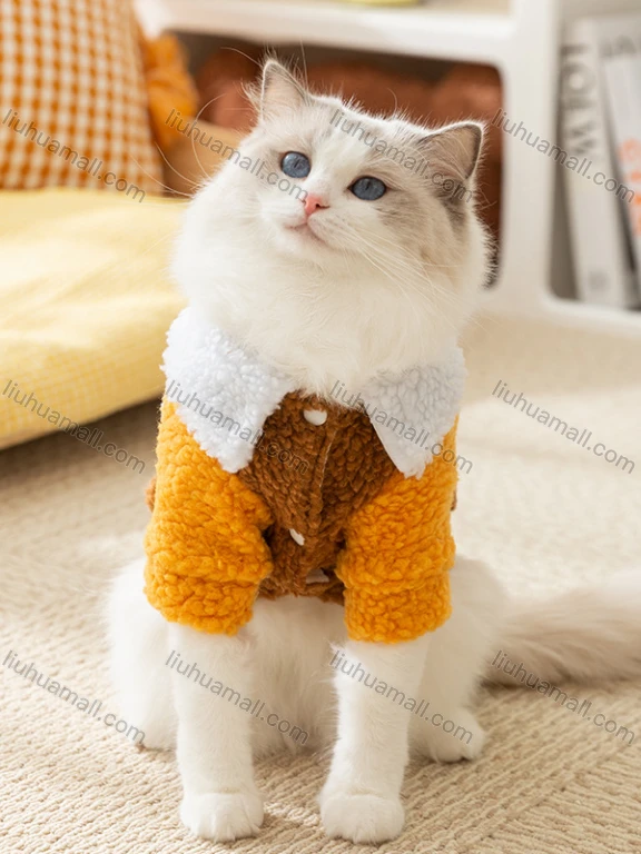 Wholesale Cat Clothes For Autumn & Winter Warmth Cute Fleece Two-legged Cotton Coat