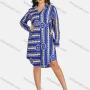 Wholesale Women's Casual Collared Chain Print Long Sleeve Shirt Dress preview