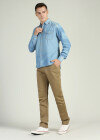 Wholesale Men's Button Down Long Sleeve Casual Denim Shirt - Liuhuamall