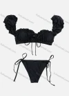 Wholesale Women's Summer Plain Lace up Ruffle Trim Ruched Sexy Bikini Beach Swimwear - Liuhuamall