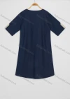 Wholesale Women's Plus Size Casual Half Sleeve Crew Neck Embroidery Denim Midi Dress - Liuhuamall