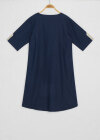 Wholesale Women's Plus Size Casual Half Sleeve Crew Neck Embroidery Denim Midi Dress - Liuhuamall