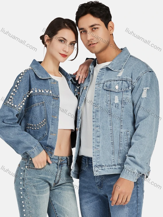 Wholesale Men's Casual Distressed Ripped Flap Pockets Long Sleeve Button Down Denim Jacklet, Guangzhou Clothing Wholesale Market & Suppliers - LIUHUAMALL, Men