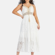 Women's Sexy Sweetheart Hollow Out Sleeveless Guipure Lace Tassel Cami Midi Dress 1819# White Clothing Wholesale Market -LIUHUA