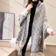 Wholesale Women's Casual Geometric Weave Print Scarf Hem Pocket Cover Up Cardigan Gray Clothing Wholesale Market Liuhua