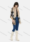 Wholesale Women's Casual Plaid Print Fluff Shawl - Liuhuamall