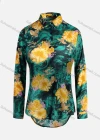 Wholesale Women's Vintage Long Sleeve Floral Pattern Collared Button Down Shirt 23067# - Liuhuamall