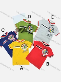 Wholesale Boys Casual Short Sleeve Embroidery Letter Striped Button Front Polo Shirts, LIUHUA CLOTHING WHOLESALE