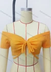 Wholesale Women's Causal Short Sleeve Tie Front Plain Crop Top - Liuhuamall