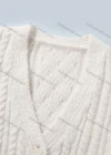 Wholesale Woman's Casual V Neck Button Front Long Sleeve Cable Knit Cardigan - Liuhuamall