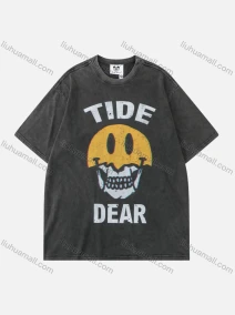 Wholesale Unisex Fashion Distressed Crew Neck Loose Fit Graphic 100%Cotton Short Sleeve Tee QX26#, LIUHUA CLOTHING WHOLESALE