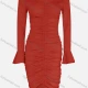 Wholesale Women's Fashion Off Shoulder Poet Sleeve Drawstring Bodycon Plain Dress 1# Clothing Wholesale Market Liuhua