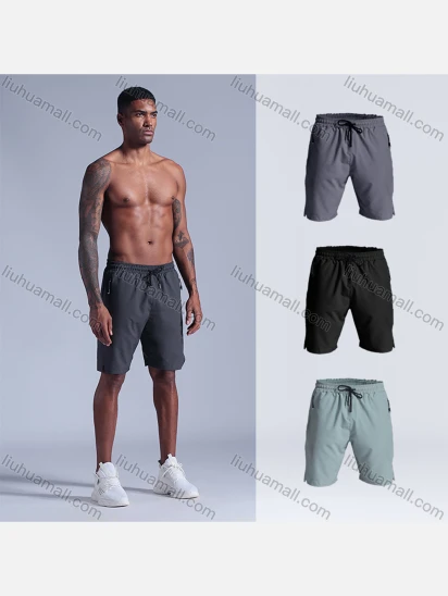 Wholesale Men's Sporty Quick Dry Breathable Zip Pockets Drawstring Shorts