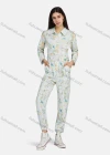 Wholesale Women's Shirt Collar Long Sleeve Floral Print Flap Pockets Button Front Jumpsuit With Belt - Liuhuamall