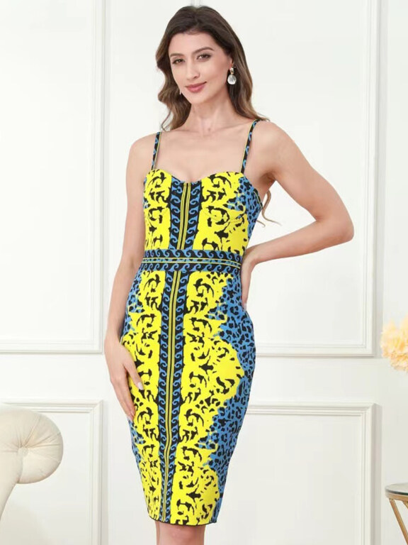 Women's Sexy Spaghetti Strap Splicing Leopard Print Bodycon Short Cami Dress, Clothing Wholesale Market -LIUHUA, Women, Dress, Sleeveless-Dress