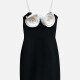 Women's Sexy 3D Floral Straps Bodycon Mini Cami Dress Black Clothing Wholesale Market -LIUHUA