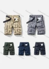 Wholesale Men's Casual Vertical Stripe Multiple Pockets Shorts With Belt 28202# - Liuhuamall