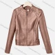 Wholesale Women's Casual Stand Collar Long Sleeve Zipper Plain Leather Crop Biker Jacket Brown Clothing Wholesale Market Liuhua
