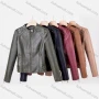 Wholesale Women's Casual Stand Collar Long Sleeve Zipper Plain Leather Crop Biker Jacket preview