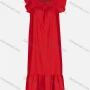 Wholesale Women's Casual Plain Ruched Ruffle Trim Hem Crew Neck Sleeveless Midi Dress 0211# preview