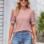 Wholesale Women's Casual Plain Round Neck Short Sleeve Blouse 8153# preview