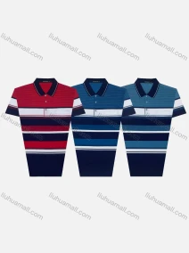 Wholesale Men's Casual Striped Short Sleeve Patch Pocket Polo Shirts, LIUHUA CLOTHING WHOLESALE