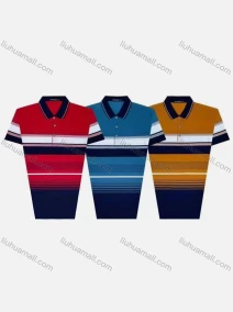 Wholesale Men's Casual Striped Short Sleeve Patch Pocket Polo Shirts, LIUHUA CLOTHING WHOLESALE