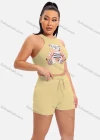 Wholesale Women's Casual Graphic Crop Tank Top & Elastic Waist Drawstring Hot Shorts Set - Liuhuamall