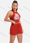 Wholesale Women's Casual Graphic Crop Tank Top & Elastic Waist Drawstring Hot Shorts Set - Liuhuamall