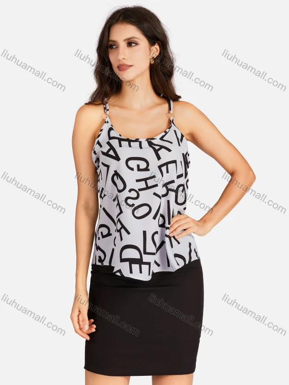 Wholesale Women's Casual Plain & Letter Print Spaghetti Straps Cami Top, Guangzhou Clothing Wholesale Market & Suppliers - LIUHUAMALL, 