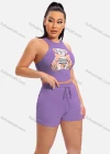 Wholesale Women's Casual Graphic Crop Tank Top & Elastic Waist Drawstring Hot Shorts Set - Liuhuamall