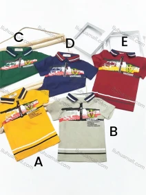 Wholesale Boys Casual Short Sleeve Letter Graphic Zipper Front Polo Shirts, LIUHUA CLOTHING WHOLESALE