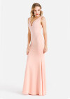 Wholesale Women's Elegant Plain Deep V Neck Sleeveless Rhinestone Zip Back Mermaid Evening Dress - Liuhuamall