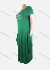 Wholesale Women's African Crew Neck Letter Short Sleeve Pockets Loose Fit Maxi Dress 8803# - Liuhuamall