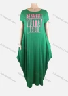Wholesale Women's African Crew Neck Letter Short Sleeve Pockets Loose Fit Maxi Dress 8804# - Liuhuamall