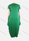 Wholesale Women's African Crew Neck Letter Short Sleeve Pockets Loose Fit Maxi Dress 8804# - Liuhuamall