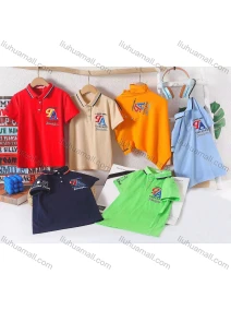 Wholesale Boy's Casual 100% Letter Embroidery Short Sleeve Polo Shirt, LIUHUA CLOTHING WHOLESALE