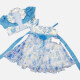Girls Lovely Floral Print Pleated Flower Dress & Cardigan Set Blue Clothing Wholesale Market -LIUHUA