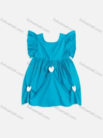 Wholesale Girls Cute Crew Neck Ruffle Sleeve Tie Back Plain Short Dress 2320#, LIUHUA CLOTHING WHOLESALE