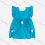 Wholesale Girls Cute Crew Neck Ruffle Sleeve Tie Back Plain Short Dress 2320# preview